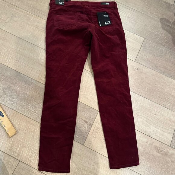 KUT FROM THE KLOTH WOMENS 6P VELVET PANTS NEW BURGUNDY RED - Picture 1 of 10